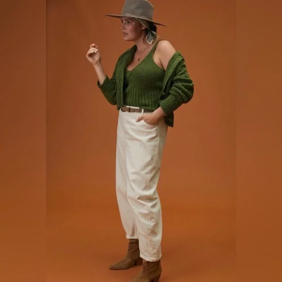 NWT Green Cable Knit Anthropologie Sweater Cropped Tank Top sz XL - Picture 6 of 9